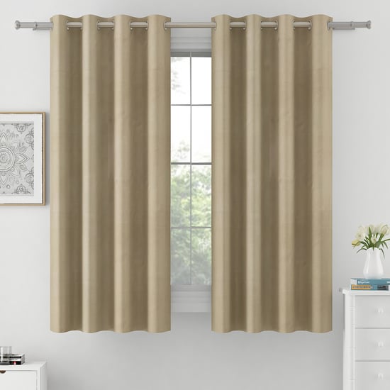 SWAYAM Set of 2 Blackout Window Curtains - Beige