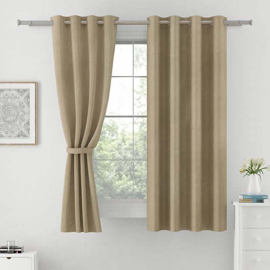SWAYAM Set of 2 Blackout Window Curtains - Beige