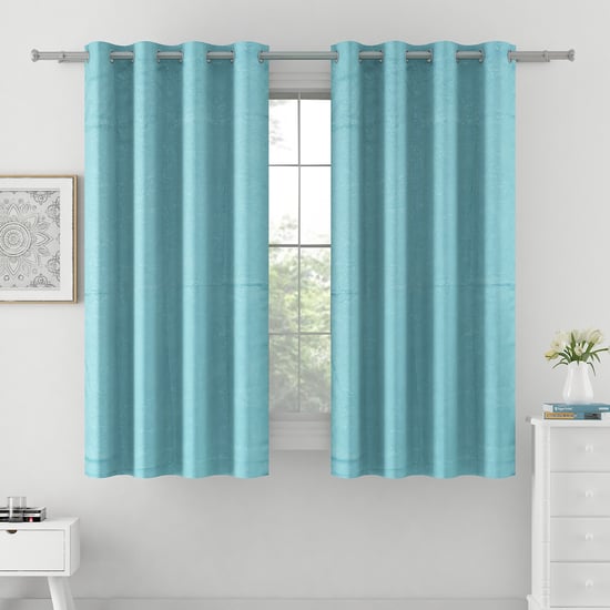 SWAYAM Set of 2 Jacquard Blackout Window Curtains