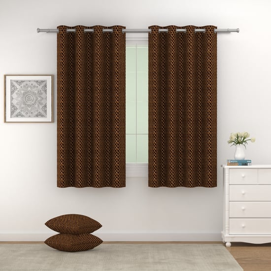 SWAYAM Marble Set of 2 Blackout Window Curtains