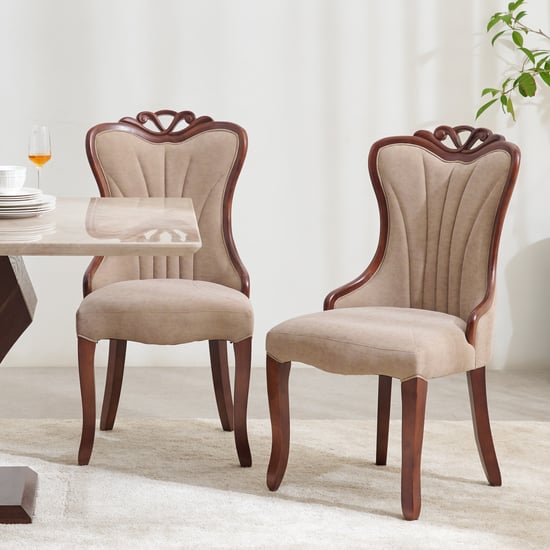 Empire Set of 2 Faux Leather Dining Chairs - Beige