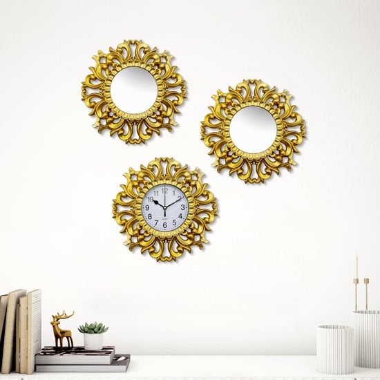 Corsica Corvus 3Pcs Clock and Decorative Mirror Set