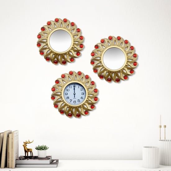 Corsica Corvus 3Pcs Decorative Sun Clock and Mirror Set