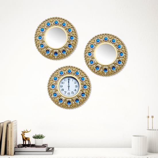 Corsica Corvus 3Pcs Decorative Clock and Mirror Set