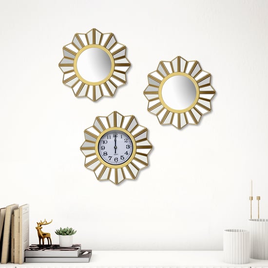 Corsica Corvus 3Pcs Decorative Mirrors and Clock Set