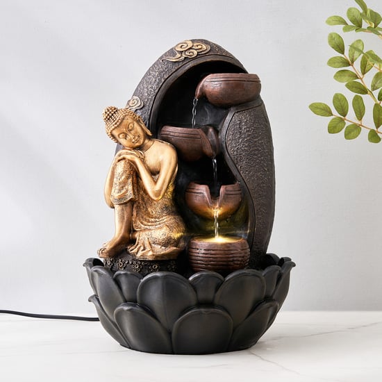 Corsica Alpine Polyresin Resting Buddha Fountain - 24.5x37cm