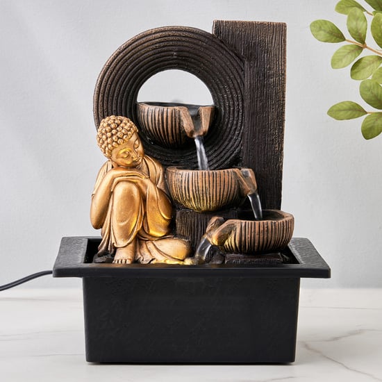 Corsica Alpine Polyresin Resting Buddha Fountain - 20.5x26cm