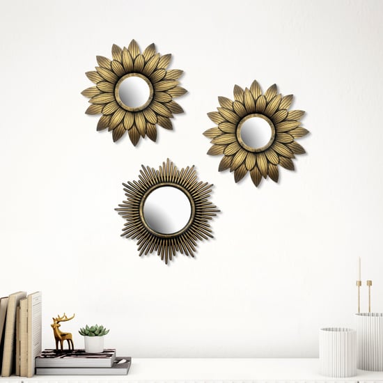 Corsica Corvus 3Pcs Floral Decorative Mirrors