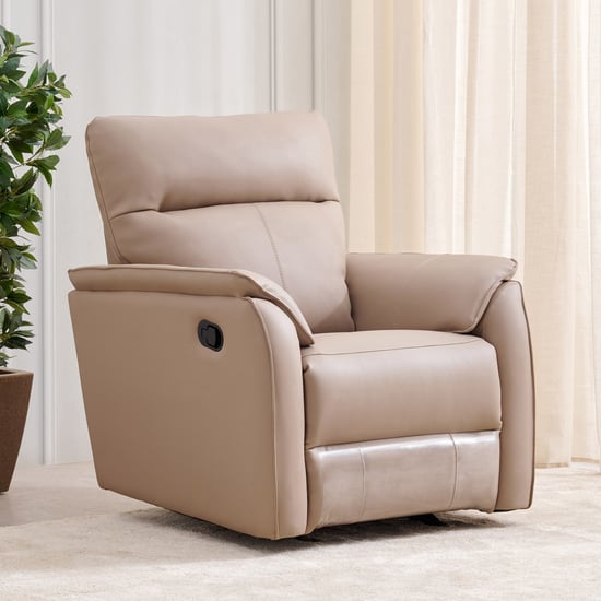 Halley Faux Leather 1-Seater Rocking Recliner - Beige