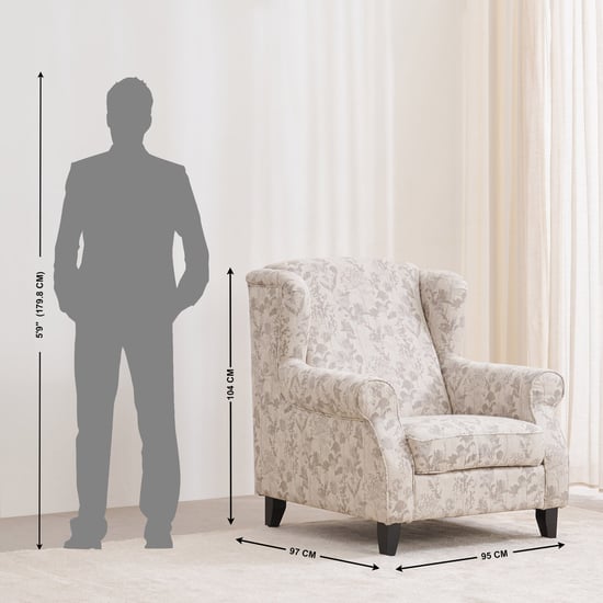 Botanical NXT Fabric 3+2 Seater Sofa Set with Wing Chair - Grey