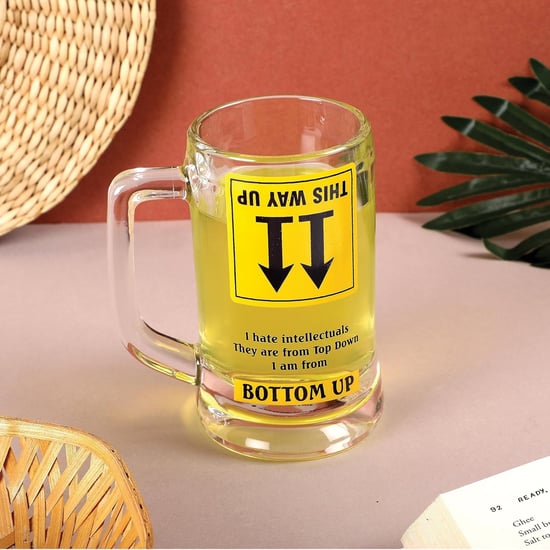 EK DO DHAI Glass Print Beer Mug - 350ml