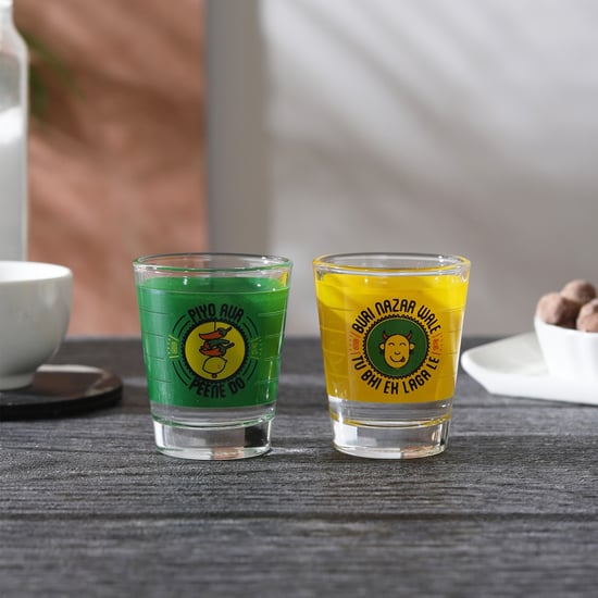 EK DO DHAI Det of 2 Printed Shot Glasses - 60ml