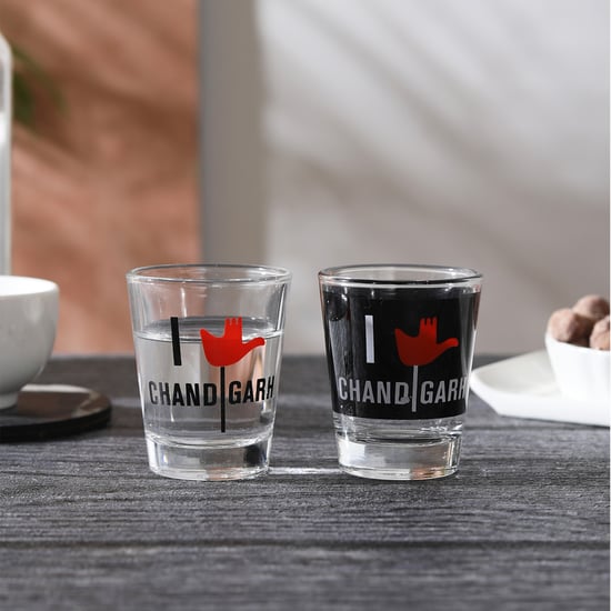 EK DO DHAI Set of 2 Printed Shot Glasses - 60ml