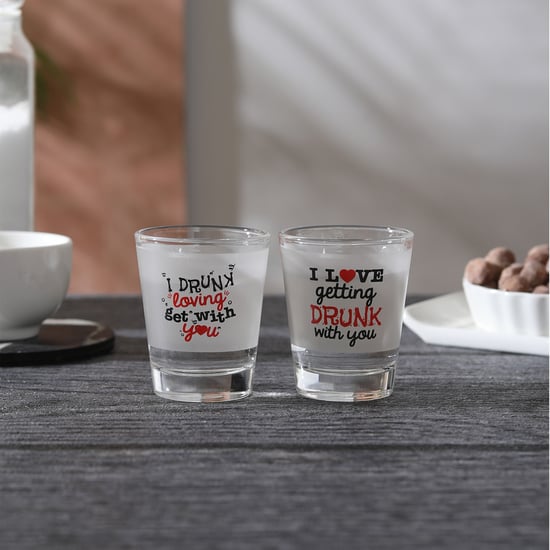 EK DO DHAI Set of 2 Printed Shot Glasses - 60ml