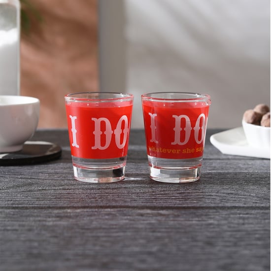 EK DO DHAI Set of 2 Printed Shot Glasses - 60ml