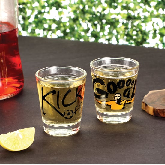 EK DO DHAI Set of 2 Printed Shot Glasses - 60ml