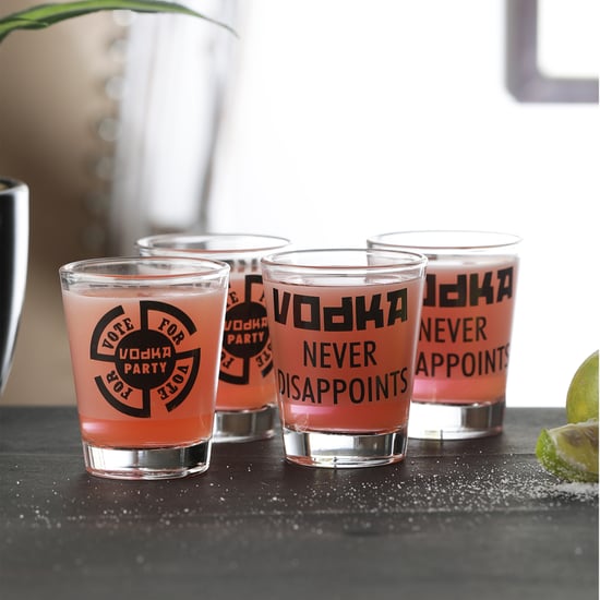 EK DO DHAI Set of 4 Printed Shot Glasses - 60ml