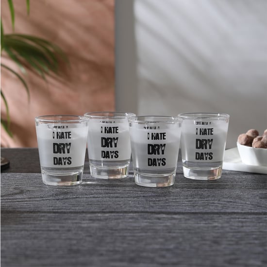 EK DO DHAI Set of 4 Printed Shot Glasses - 60ml