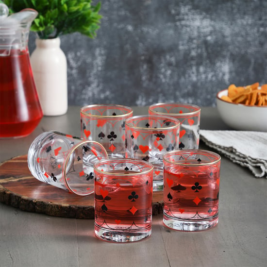 EK DO DHAI Sante Set of 6 Printed Glasses - 300ml