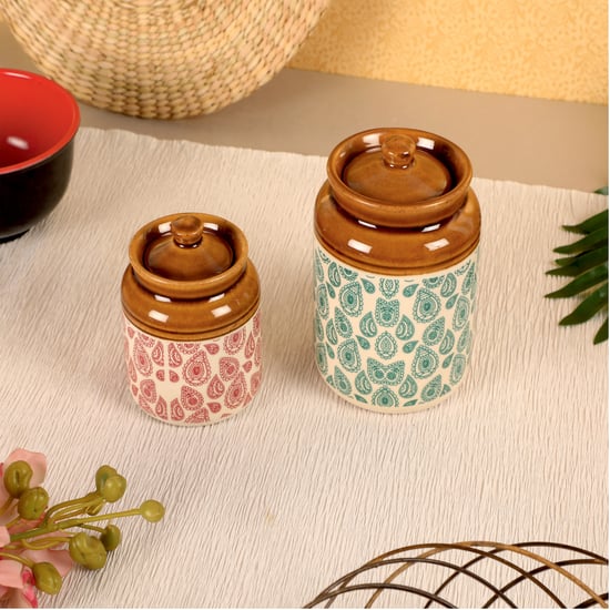 EK DO DHAI Set of 2 Ceramic Barni Jars