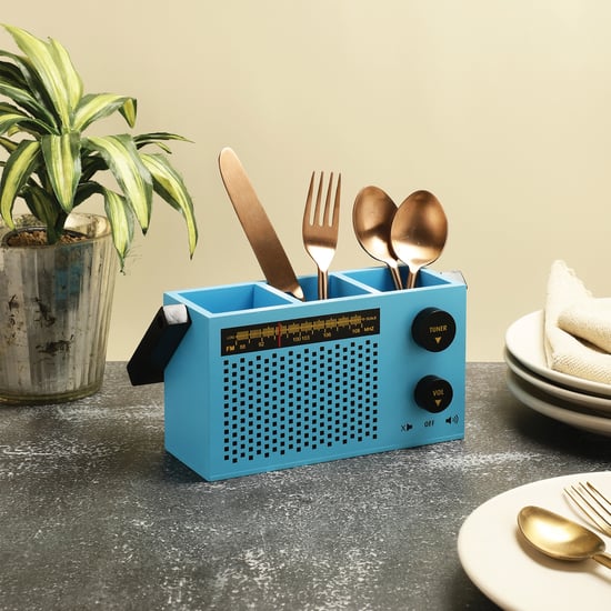 EK DO DHAI Wooden Radio Cutlery Holder