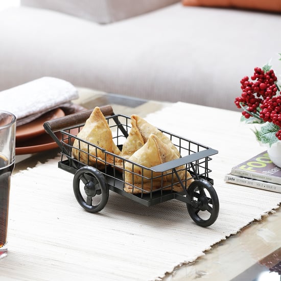 EK DO DHAI Metal Wagon Snack Platter - 25x9.5x5cm