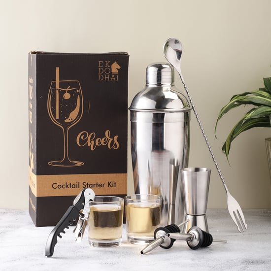 EK DO DHAI 8Pcs Metal and Glass Cocktail Starter Kit