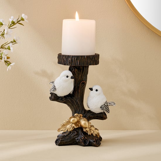 Corsica Birds Polyresin Pillar Candle Holder