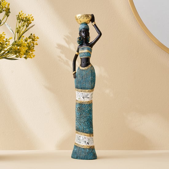 Corsica Jaguar Polyresin Standing African Lady with Pot Figurine