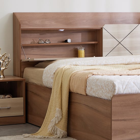 Samuel Queen Bed with Hydraulic Storage - Brown