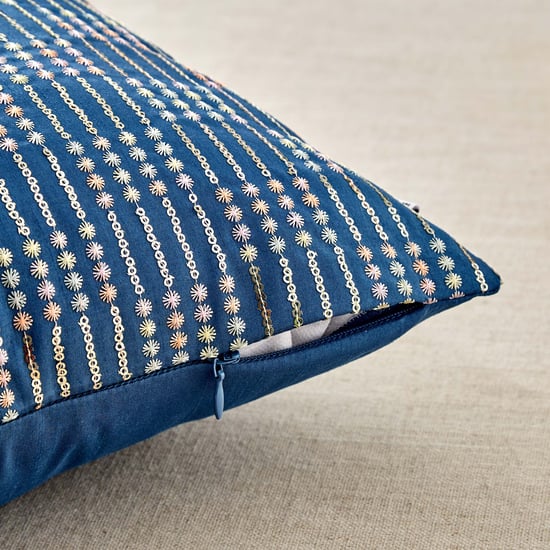 Velour Embroidered Sequin Cushion Cover - 40x40cm