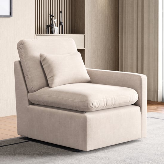 Nolan Fabric 1-Seater Right Arm Sofa with Cushion - Beige