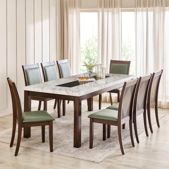 Harmony Sia Faux Marble Top 8-Seater Dining Table - White