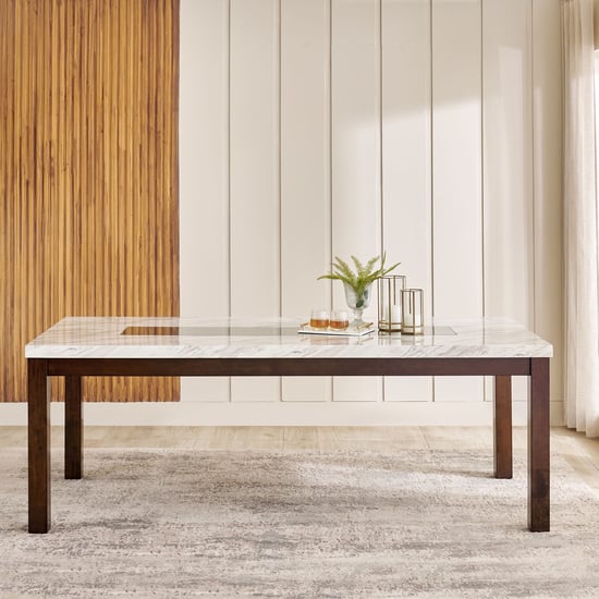 Harmony Sia Faux Marble Top 8-Seater Dining Table - White