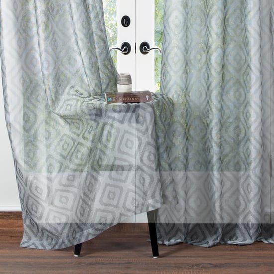 DECO WINDOW Premium Set of 2 Ikkat Print Sheer Door Curtains