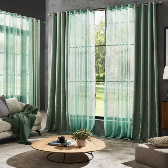 DECO WINDOW Horticulture Green Set of 2 Sheer Door Curtains