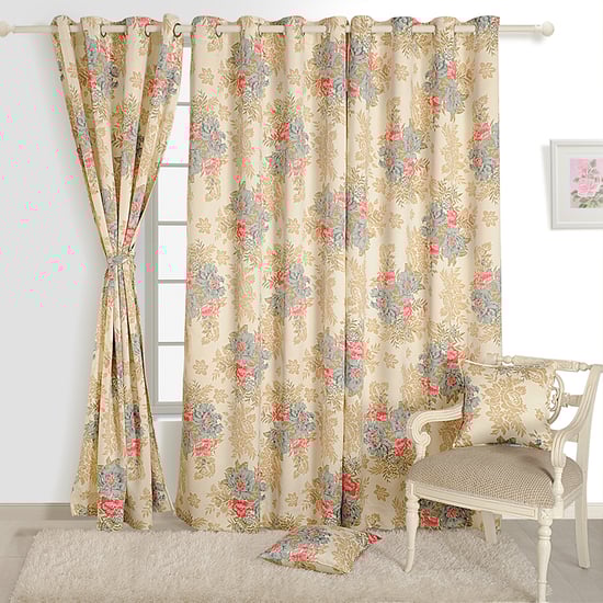 SWAYAM Zinnia 1Pc Floral Print Room Darkening Door Curtain