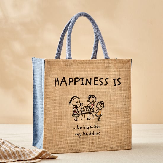 Livia Zest Jute Happiness Is Print Lunch Bag