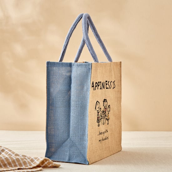 Livia Zest Jute Happiness Is Print Lunch Bag