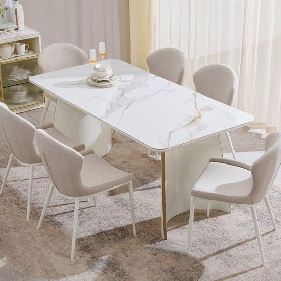 Senorita 6-Seater Dining Table Set with Chairs - White