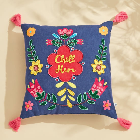 Glance Chill Here Beaded Filled Cushion - 40x40cm