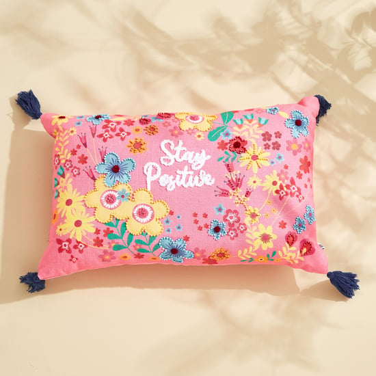 Glance Stay Positive Beaded Filled Cushion - 50x30cm