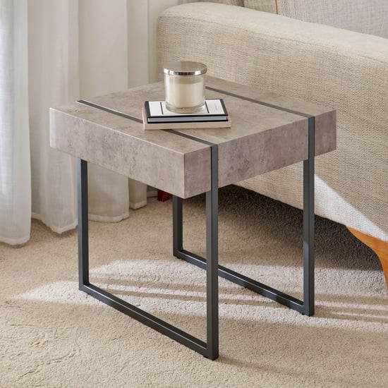 Helios Roca Metal End Table - Grey