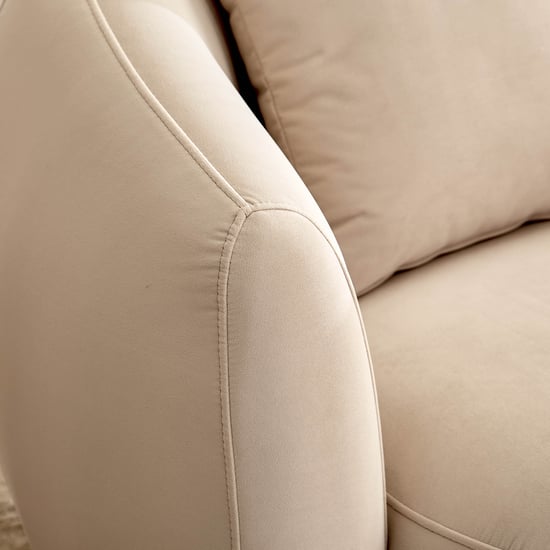 Homeshores Fabric 1-Seater Swivel Sofa with Cushion- Beige
