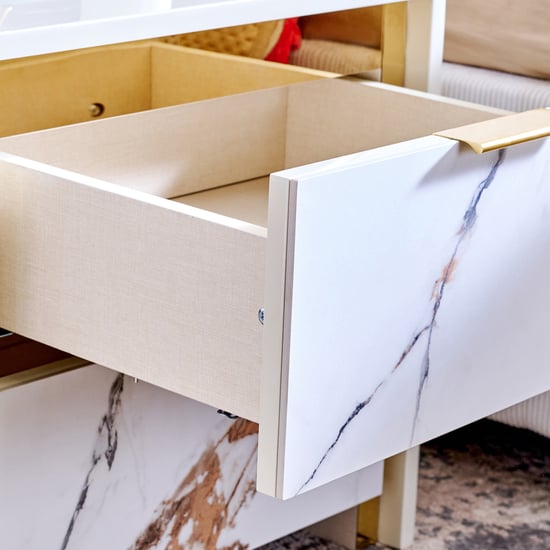 Modern Radiance Bedside Table with Drawers - Cream