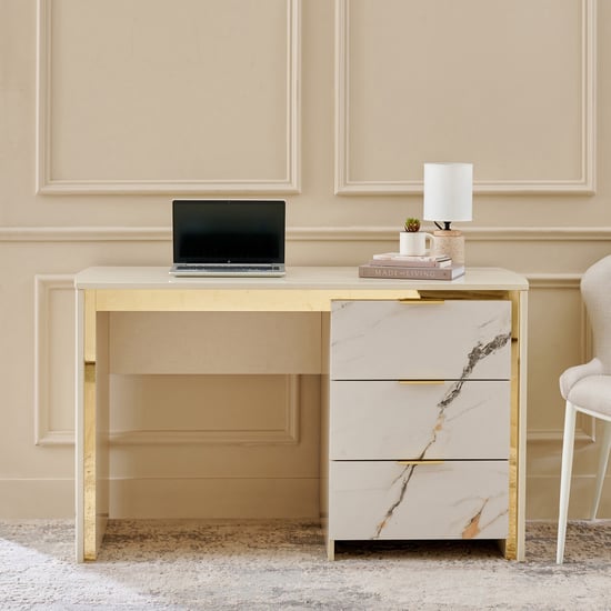 Modern Radiance Study Desk - Cream