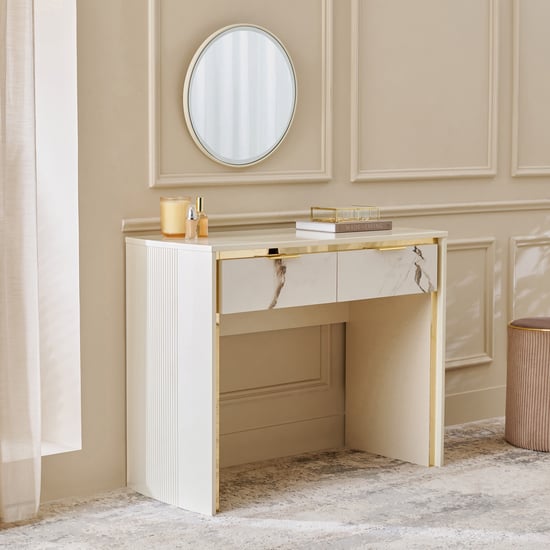 Modern Radiance Dresser Mirror with Drawers - Cream