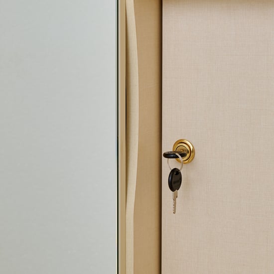 Modern Radiance 3-Door Wardrobe with Mirror and Drawers - Cream