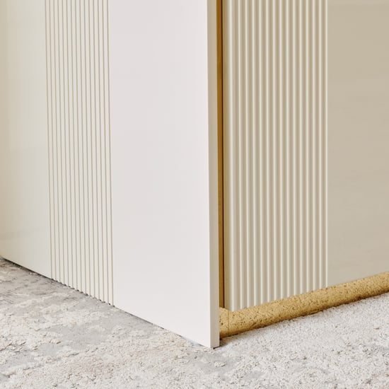 Modern Radiance 3-Door Wardrobe with Mirror and Drawers - Cream