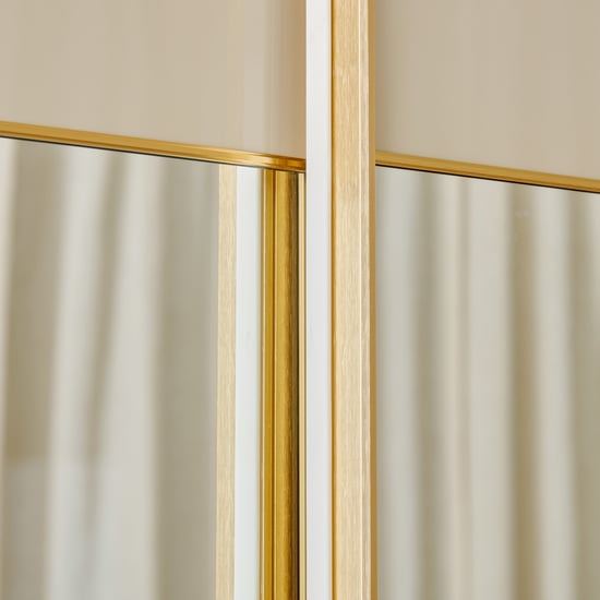 Modern Radiance 2-Door Sliding Wardrobe with Mirrors - Cream